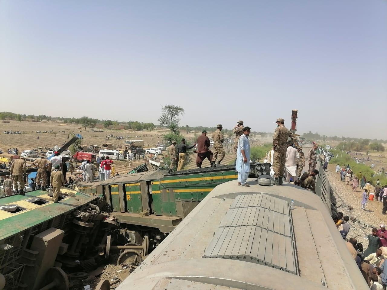 Pakistani train smashes into derailed carriages, 36 killed