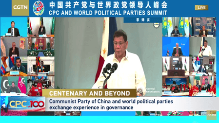 Duterte speaks at Communist Party of China summit for political parties