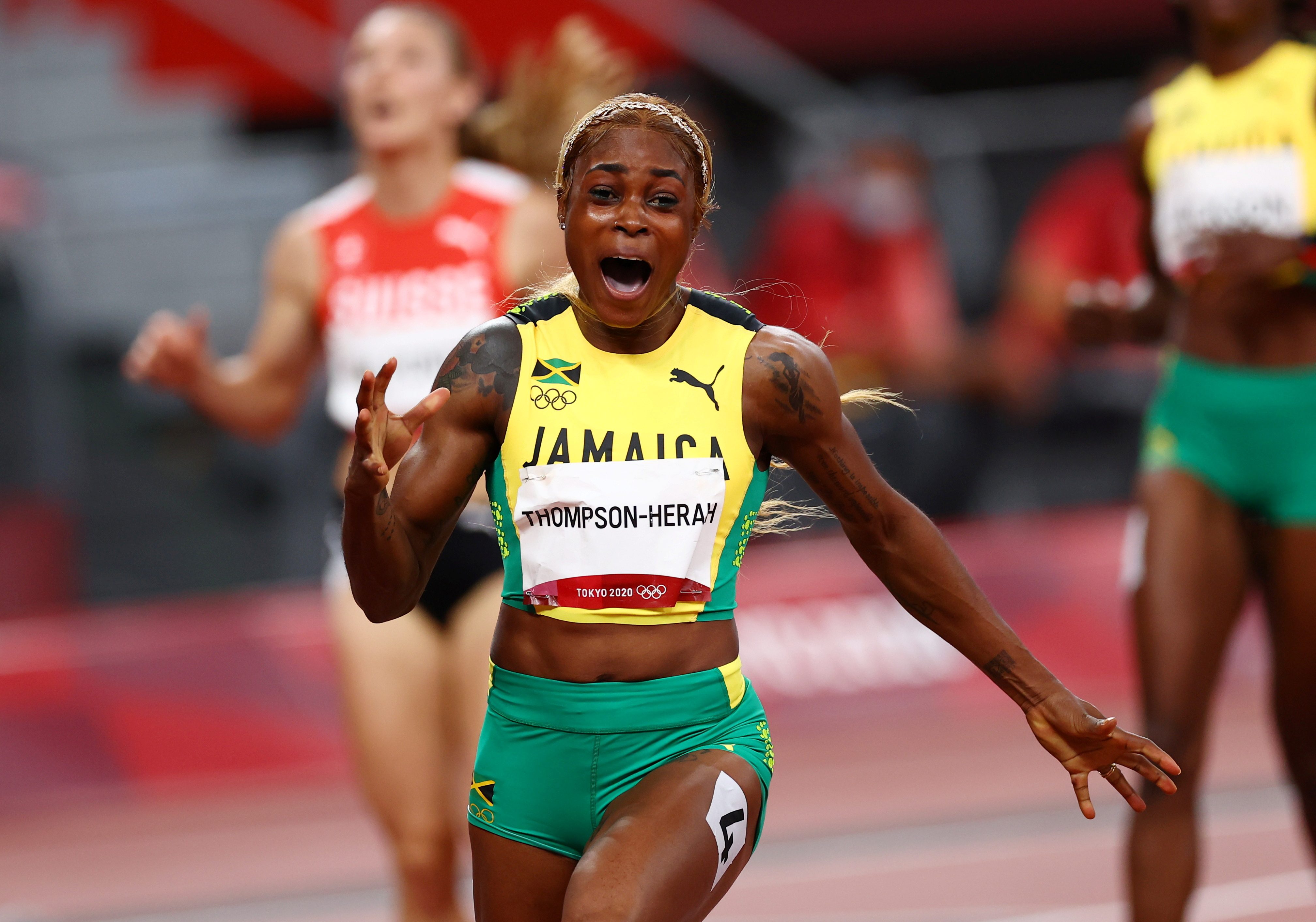 Brilliant Thompson-Herah leads Jamaican sweep in Olympic women’s 100 meters