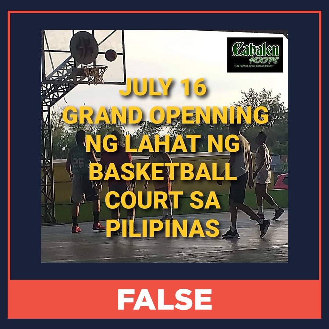 FALSE: Basketball courts allowed to open starting July 16, 2021