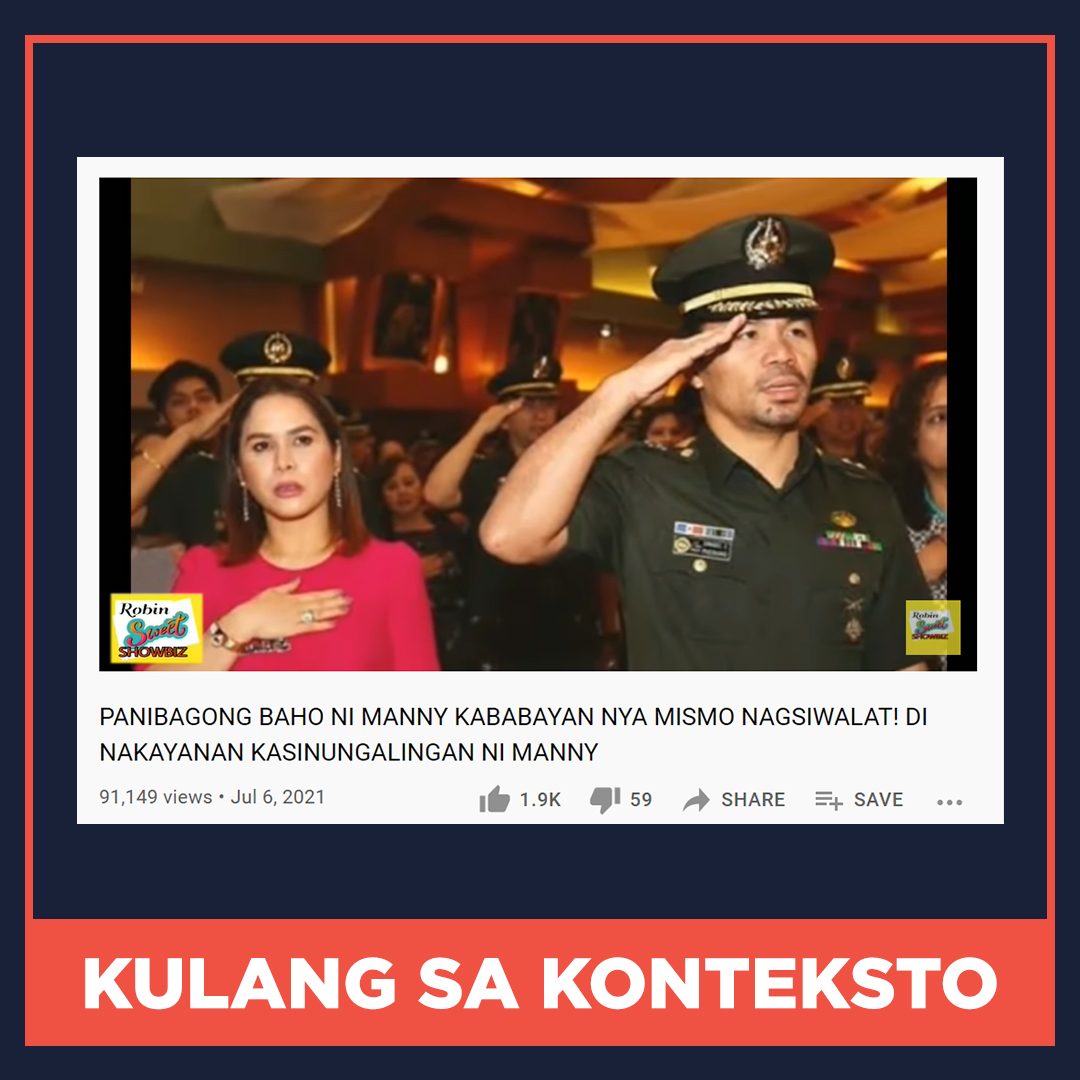 KULANG SA KONTEKSTO: Pacquiao naging lieutenant colonel gamit ang fake diploma