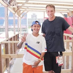 Margielyn Didal meets skateboarding icon Tony Hawk in Olympic buildup