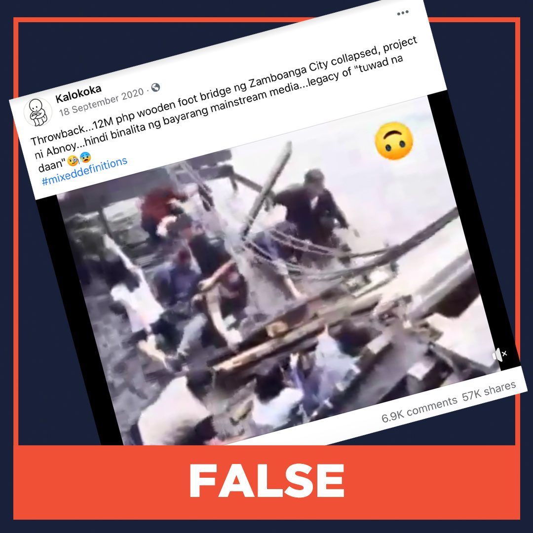 FALSE: Media did not report on collapsed footbridge in Zamboanga City