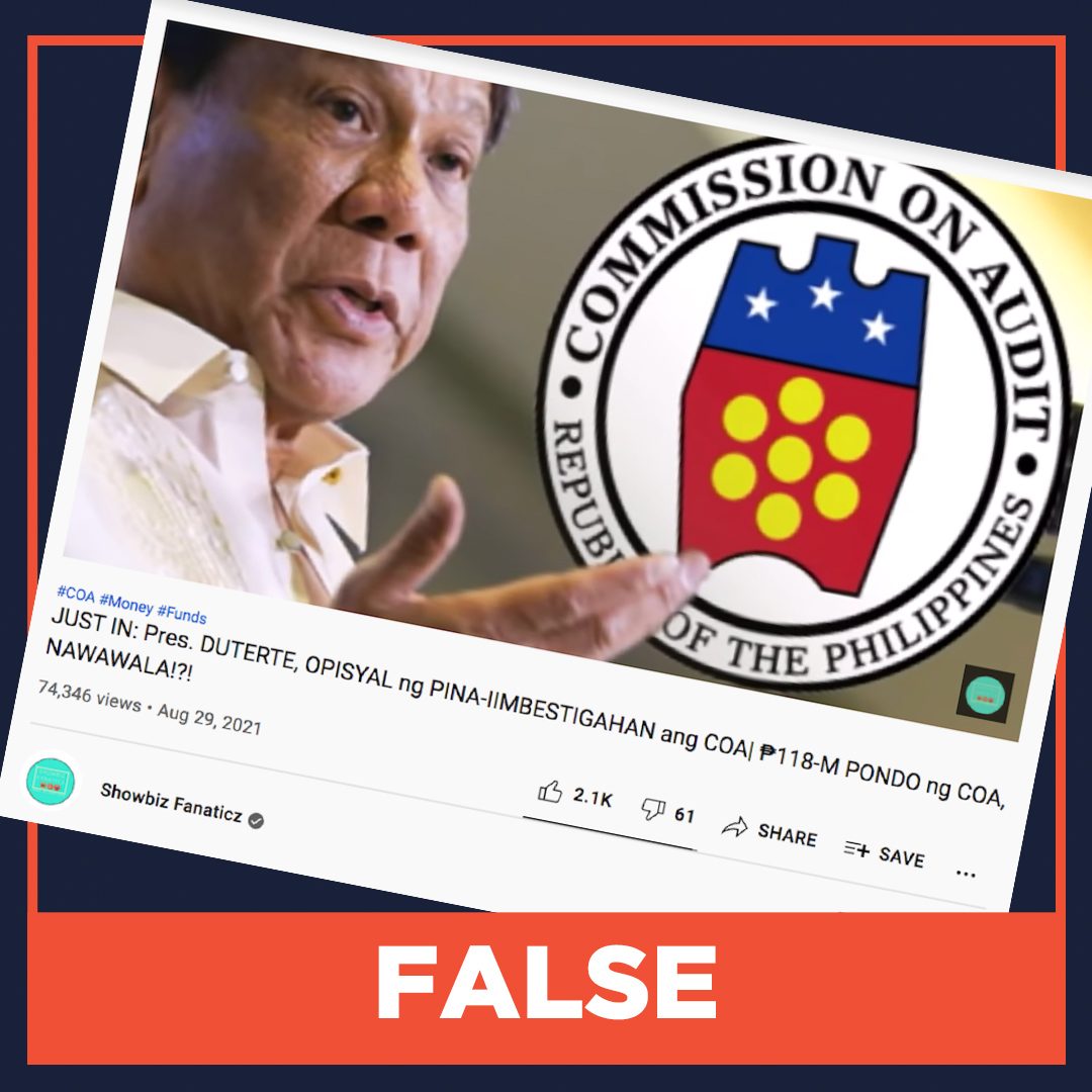 FALSE: Duterte orders investigation into COA