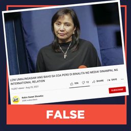 FALSE: COA runs after Robredo for P195 million unutilized funds