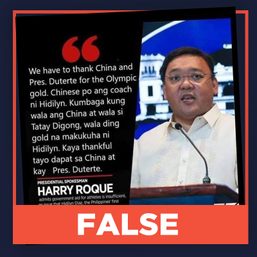 FALSE: Roque says China, Duterte to thank for PH’s Olympic gold medal