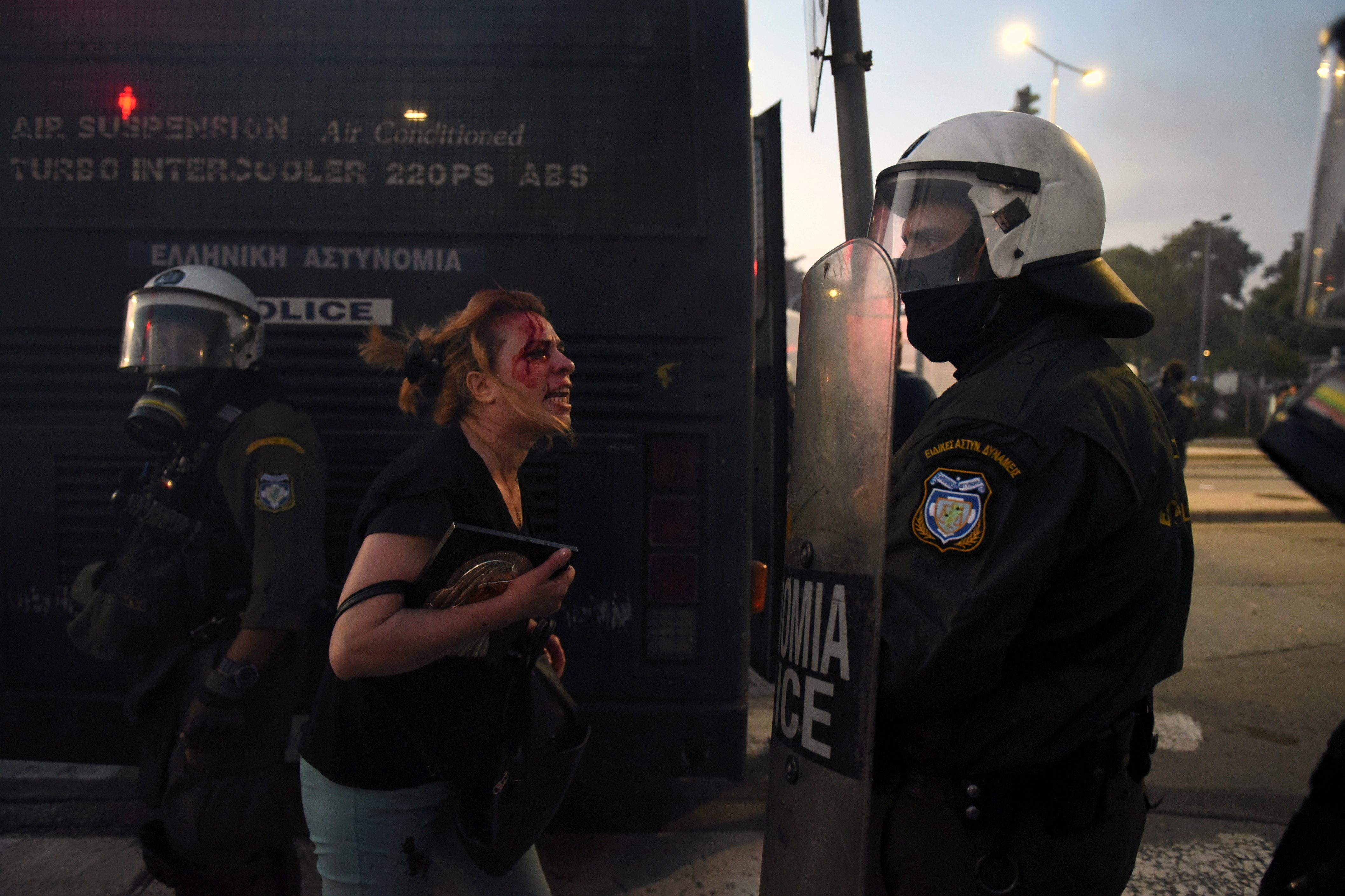 Anti COVID-19 vaccine protesters clash with police in Greece