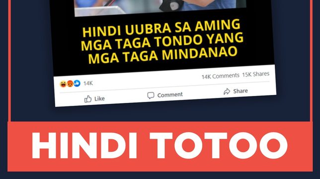 HINDI TOTOO: Hindi uubra sa mga taga-Tondo ang mga taga-Mindanao – Moreno