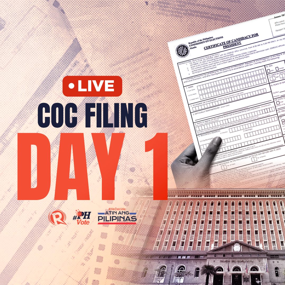 LIVESTREAM: Filing of certificates of candidacy for 2022 PH elections – October 1, 2021