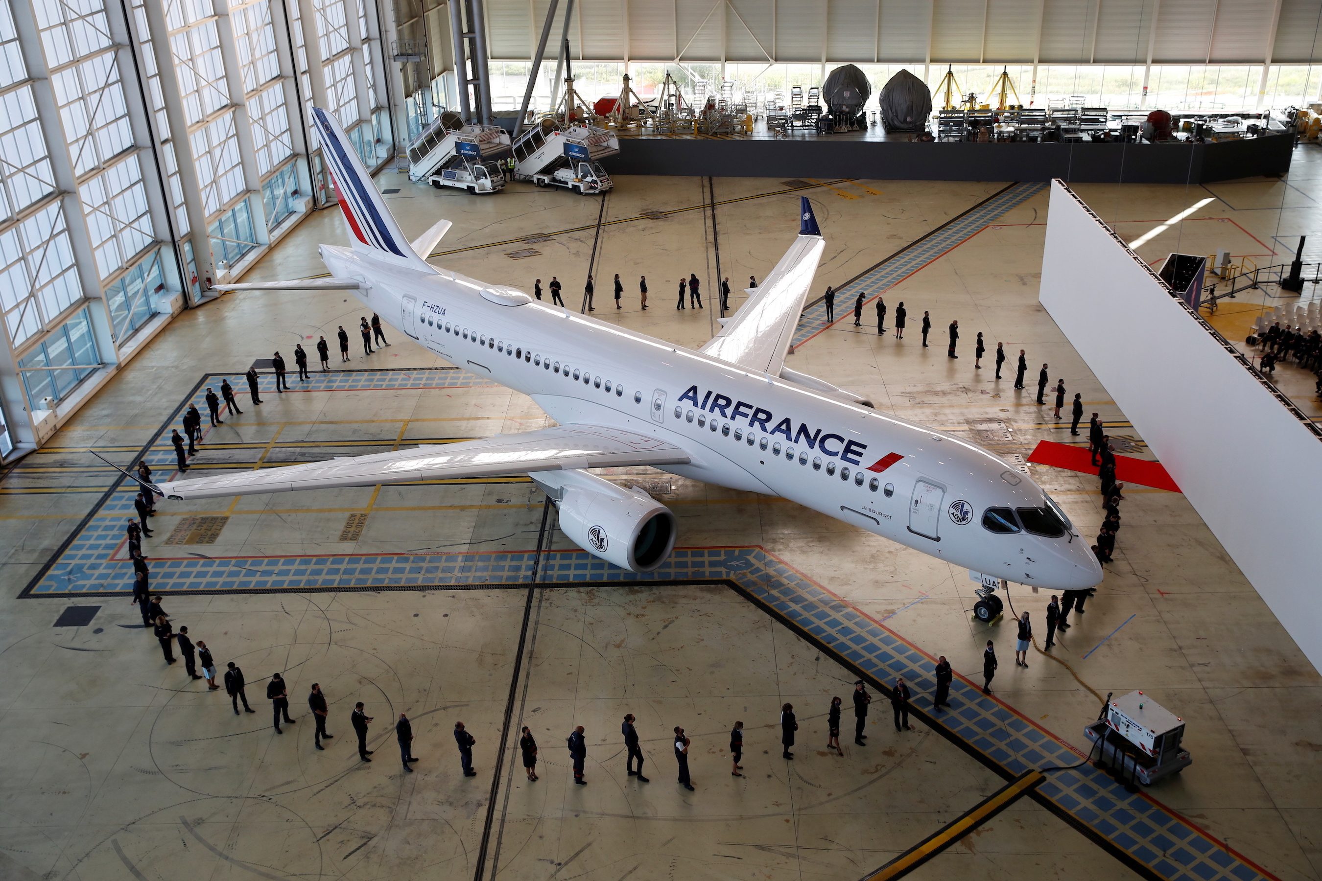 Air France-KLM unveils tiny A220 jet in superjumbo’s shadow
