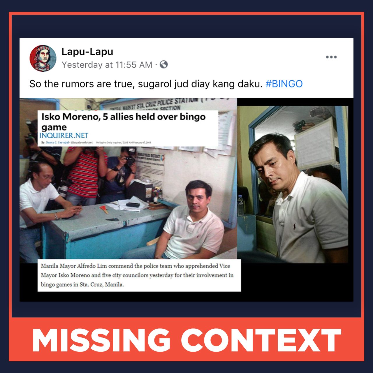MISSING CONTEXT: Isko Moreno arrested for illegal gambling