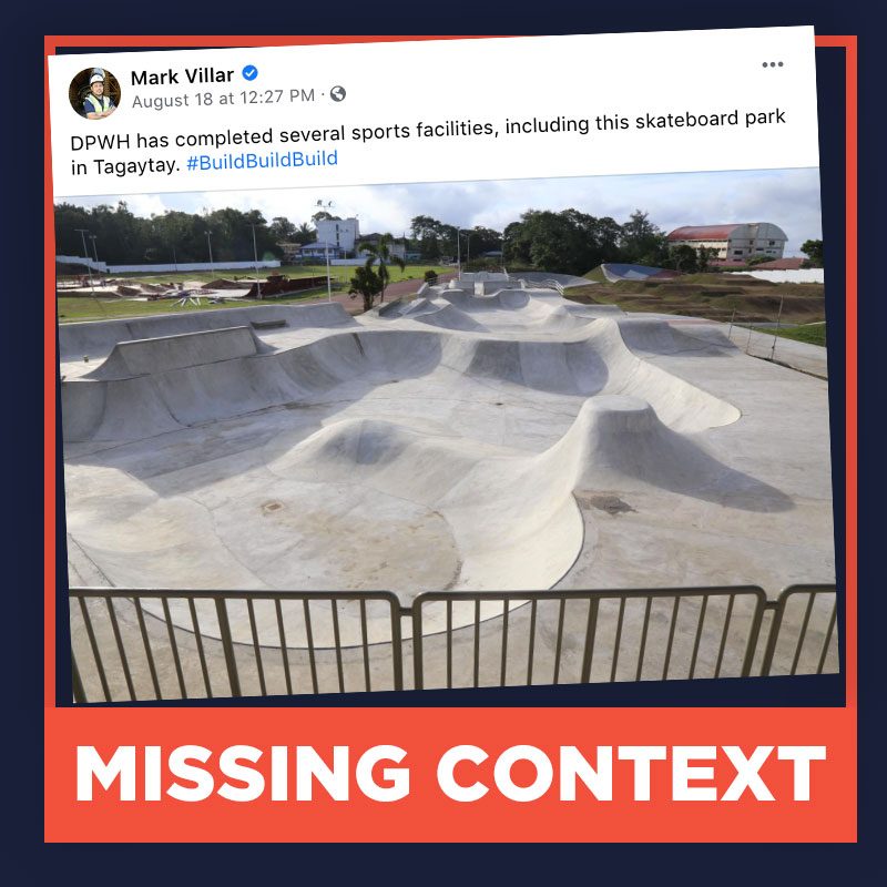 MISSING CONTEXT: Tagaytay Skate Park an achievement of DPWH
