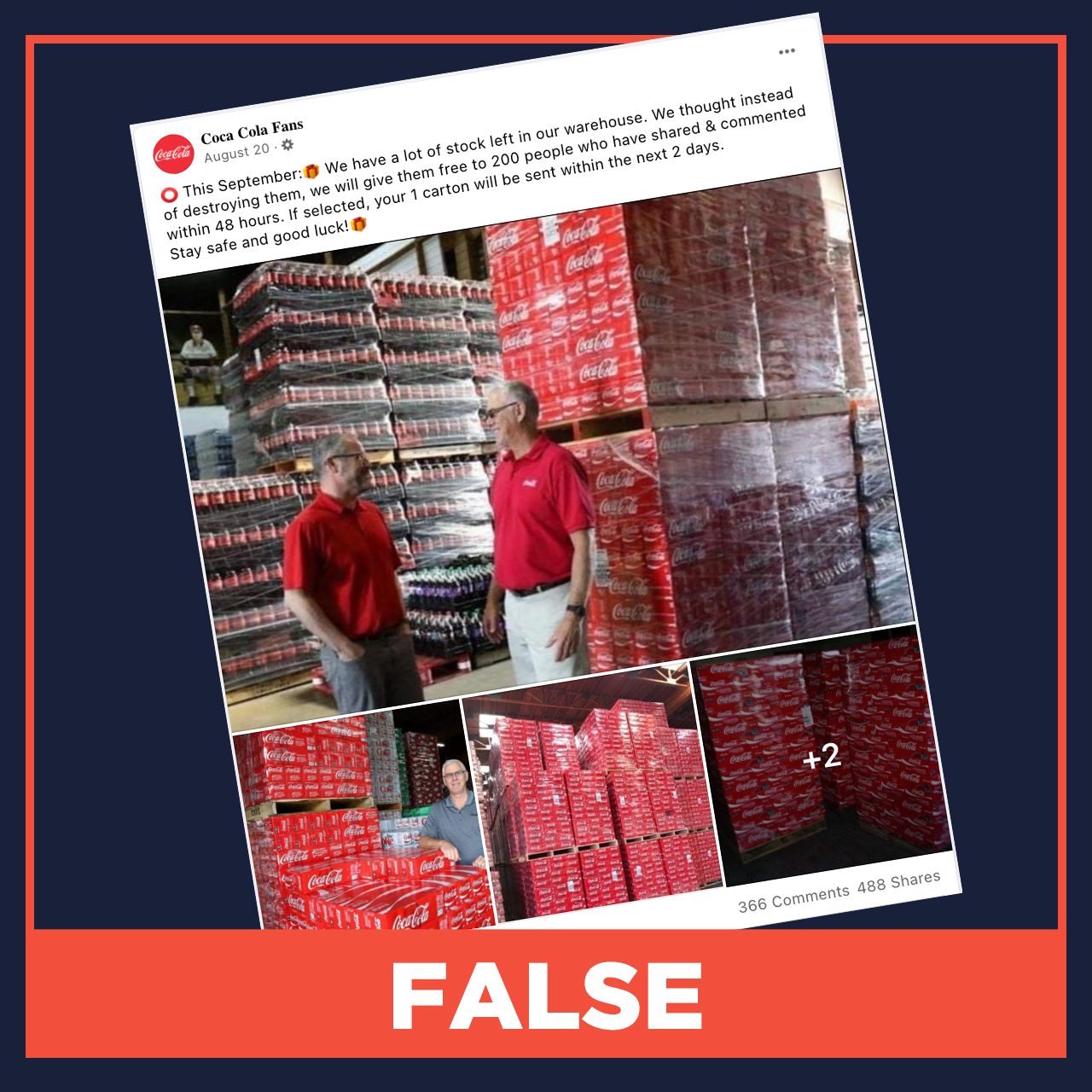 FALSE: Coca-Cola gives free carton of products to Facebook users