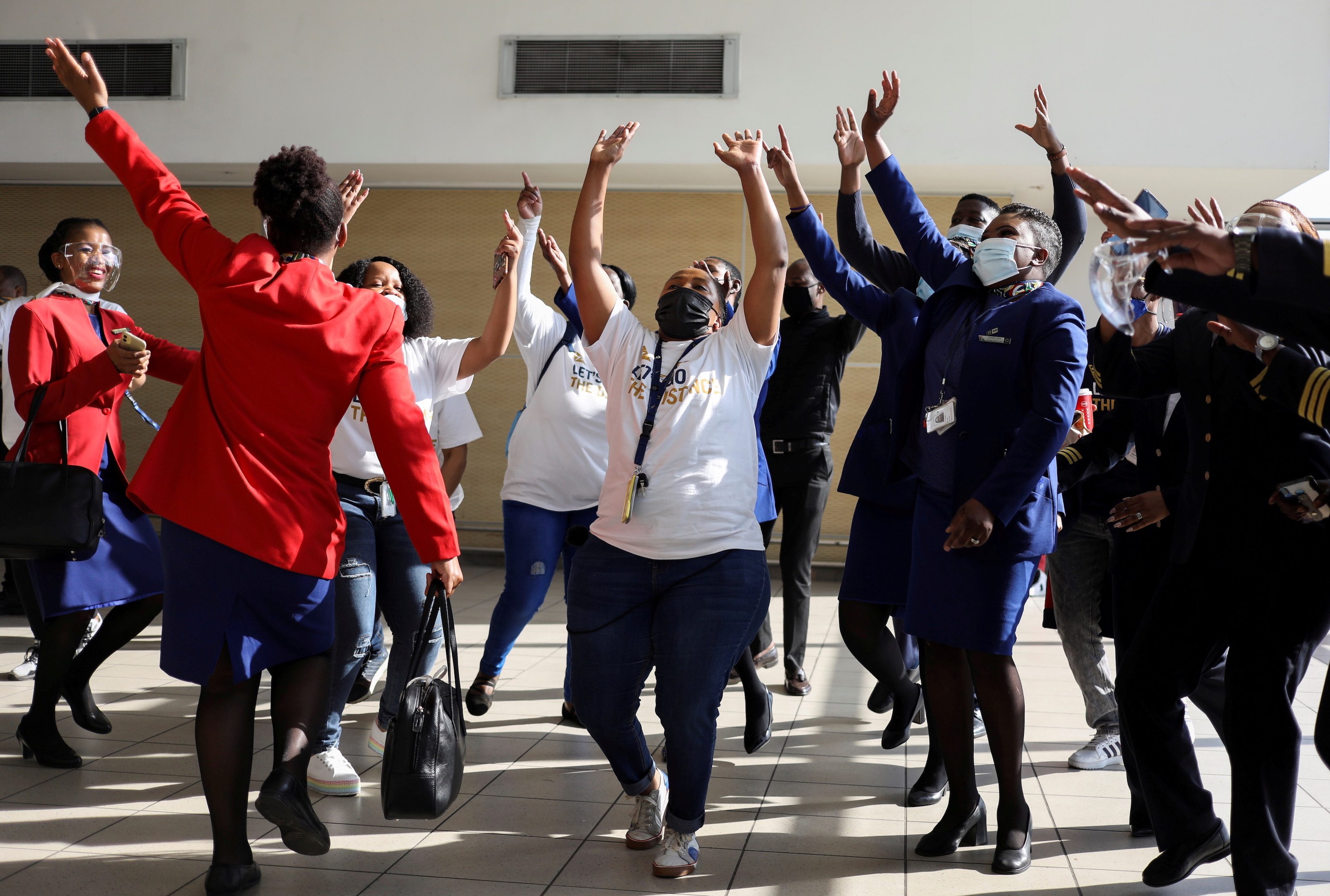 Singing and dancing as South Africa’s national airline returns to the skies