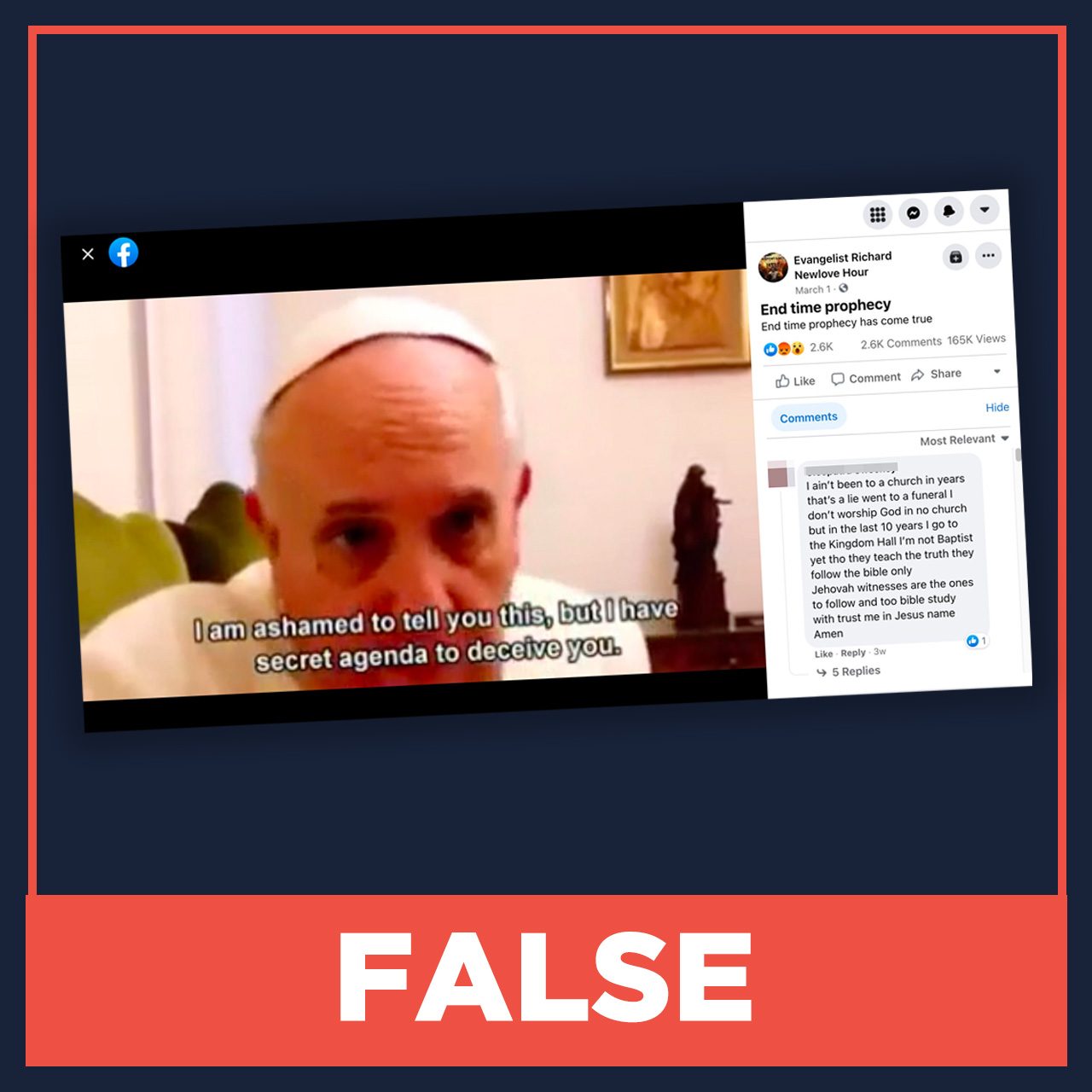 FALSE: Video of Pope Francis speaking about ‘end time prophecy’