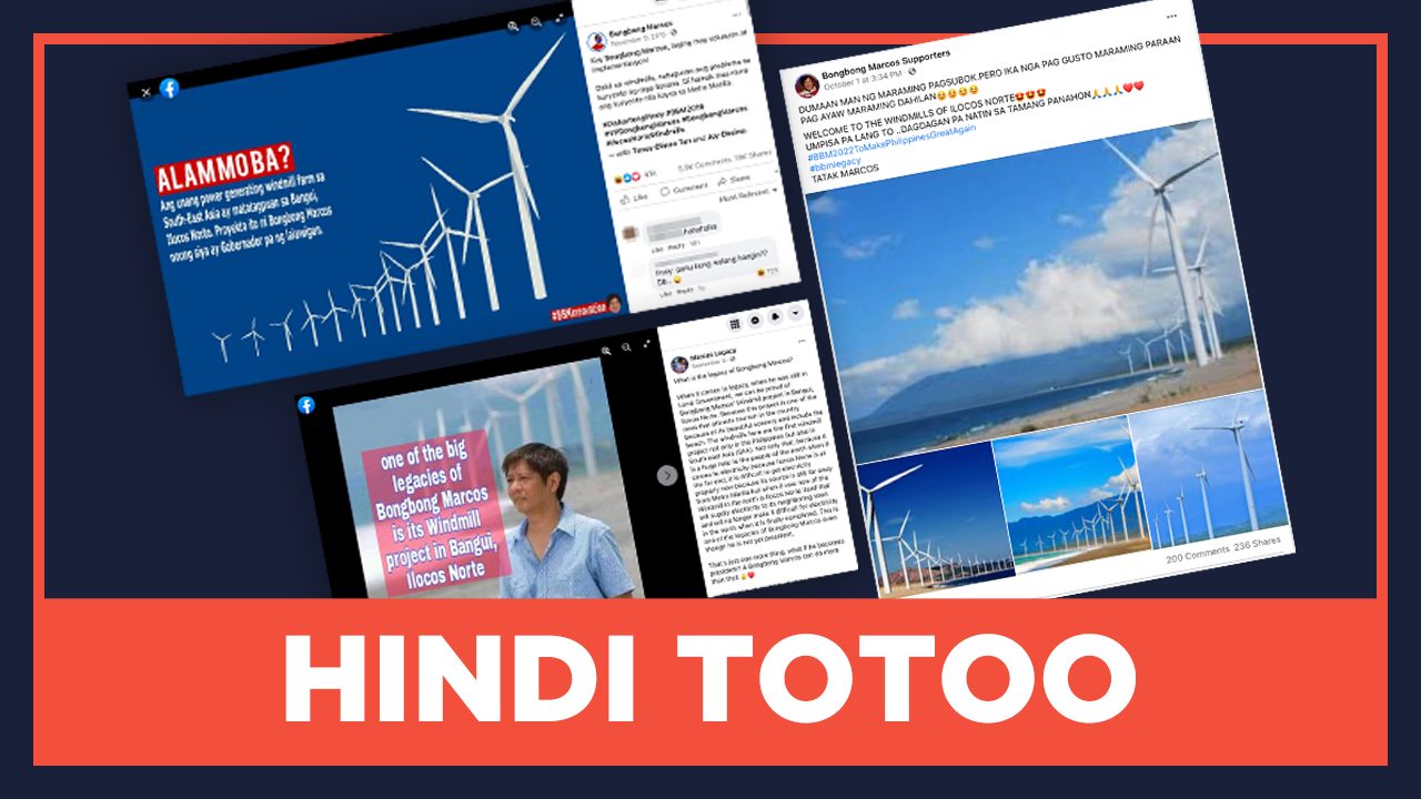 HINDI TOTOO: Proyekto ni Bongbong Marcos ang Bangui Wind Farm sa Ilocos Norte