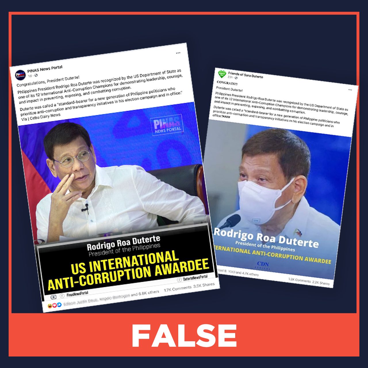 FALSE: US names Duterte among 12 global anti-corruption champions