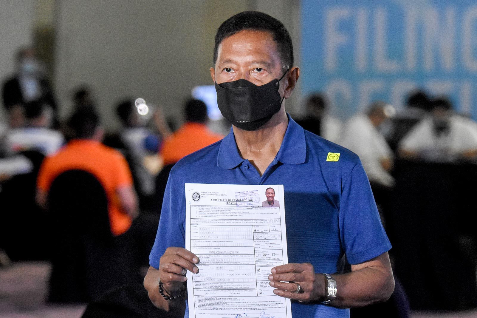 Jejomar Binay files candidacy for senator