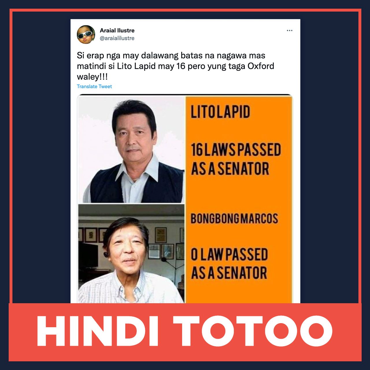 HINDI TOTOO: Walang naipasang batas si Bongbong Marcos habang senador
