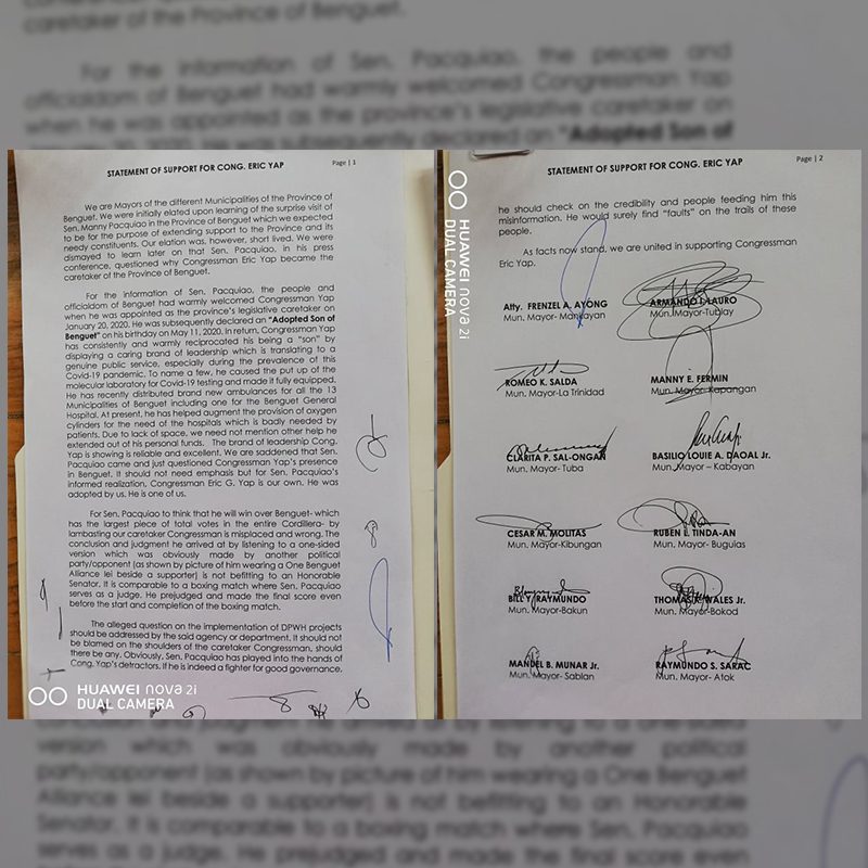 Benguet mayors counter Pacquiao corruption jabs vs  Eric Yap
