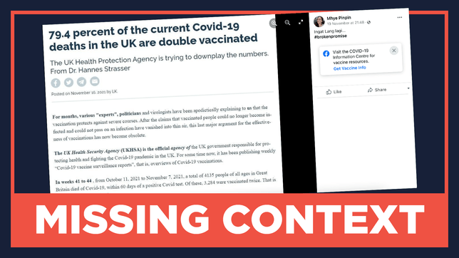 MISSING CONTEXT: 79.4% of the current COVID-19 deaths in the UK are fully-vaccinated cases