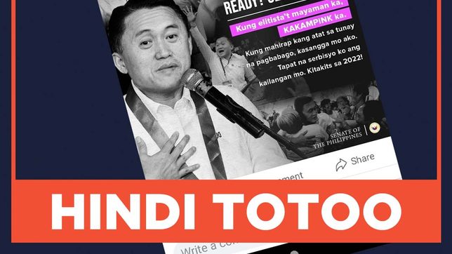 HINDI TOTOO: Para kay Bong Go, mayayaman at elitista ang mga tagasuporta ni Leni Robredo