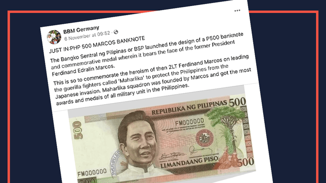 HINDI TOTOO: Naglabas ng P500 Marcos banknote ang Bangko Sentral ng Pilipinas
