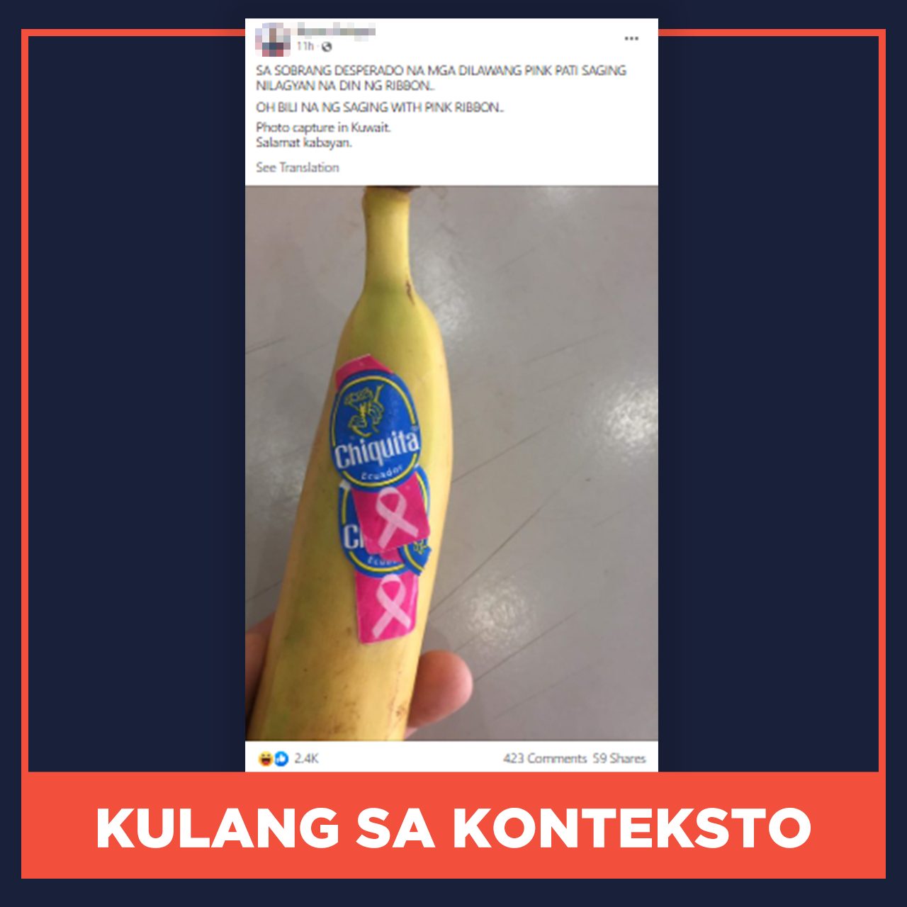 KULANG SA KONTEKSTO: Nilagyan ng mga tagasuporta ni Robredo ng pink sticker ang mga saging