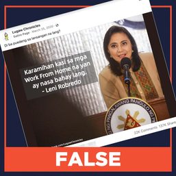 FALSE: Iriga City mayor says Robredo is incapable of becoming PH president