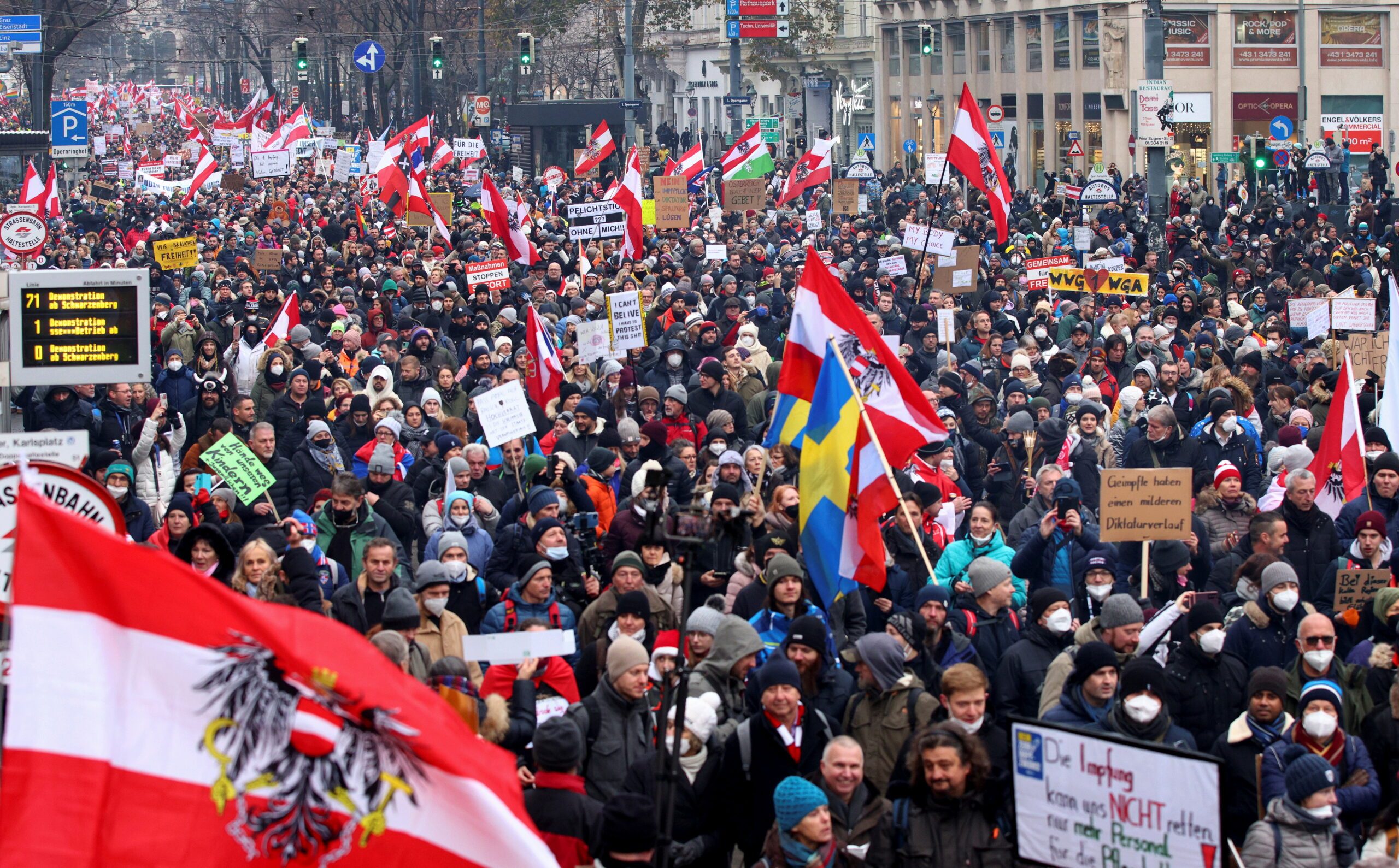 Mass protest in Vienna against Austria’s controversial COVID-19 restrictions