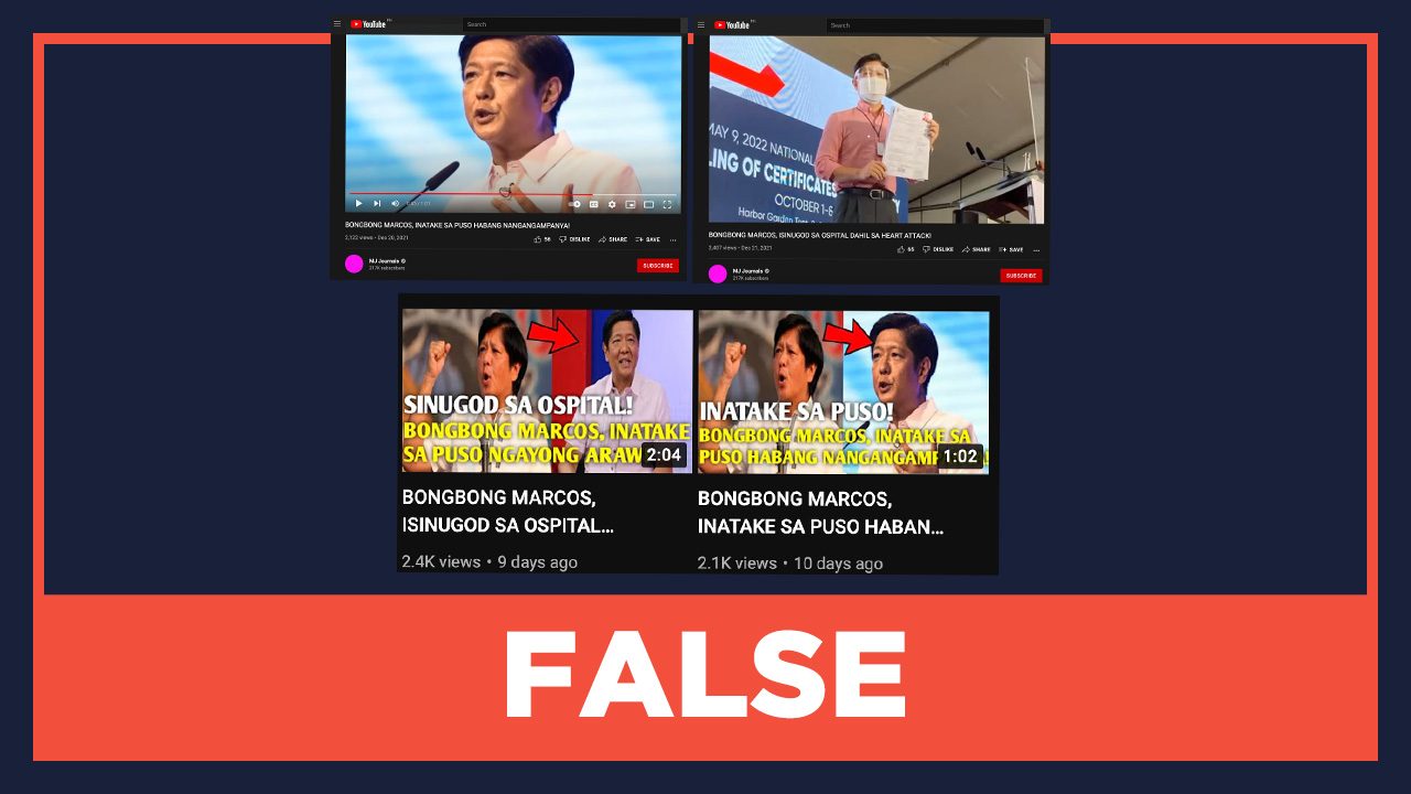 FALSE: Bongbong Marcos suffers a heart attack on December 20, 2021