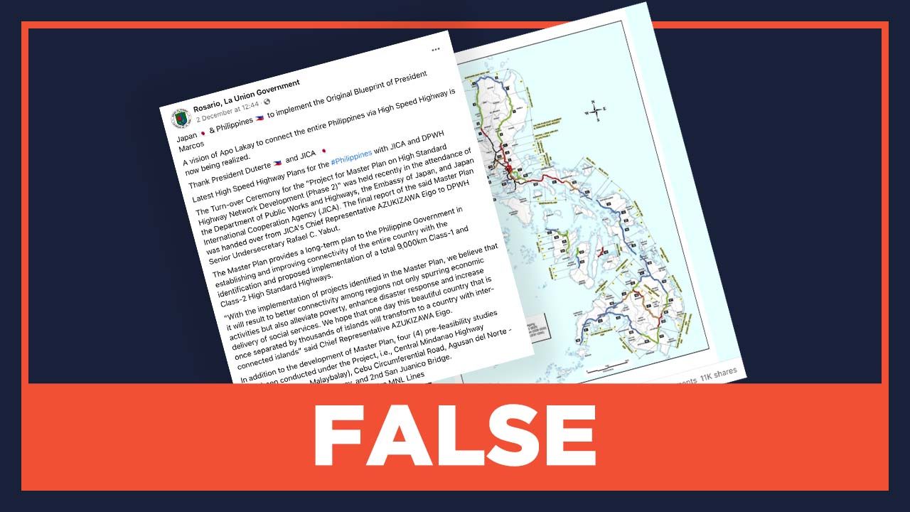 FALSE: JICA, Philippines to use Ferdinand Marcos’ blueprints for highway masterplan