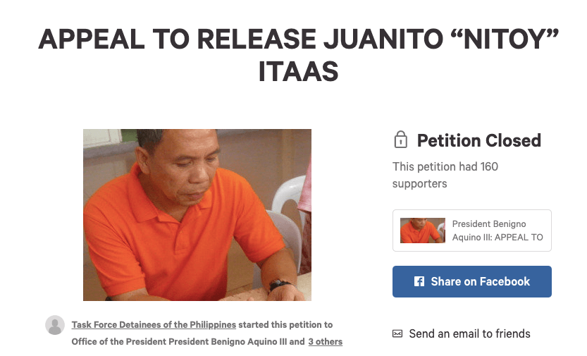 PH’s longest detained activist Juanito Itaas walks free