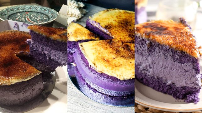 This amazing ube crème brulée cake is made by a self-taught home baker