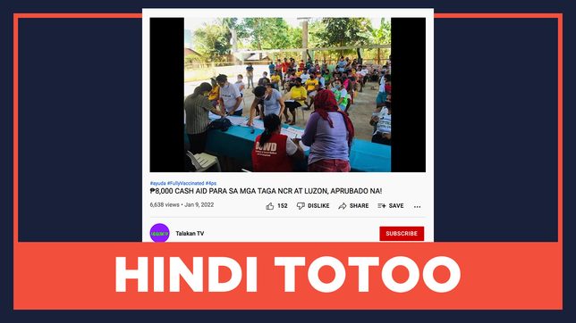 HINDI TOTOO: Aprubado ang P8,000 na cash aid para sa mga taga-NCR at Luzon