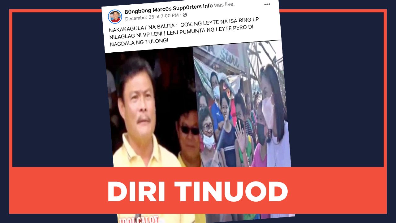 DIRI TINUOD: Nasiring hi Southern Leyte governor nga bumisita la hi Leni Robredo para magpa-picture ha probinsya