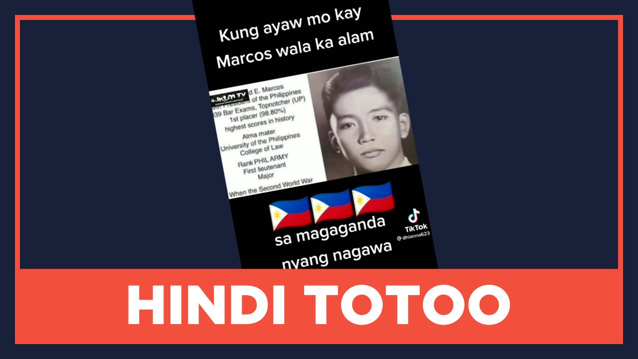 HINDI TOTOO: Nakuha ni Marcos Sr. ang pinakamataas na marka sa kasaysayan ng bar exam sa Pilipinas