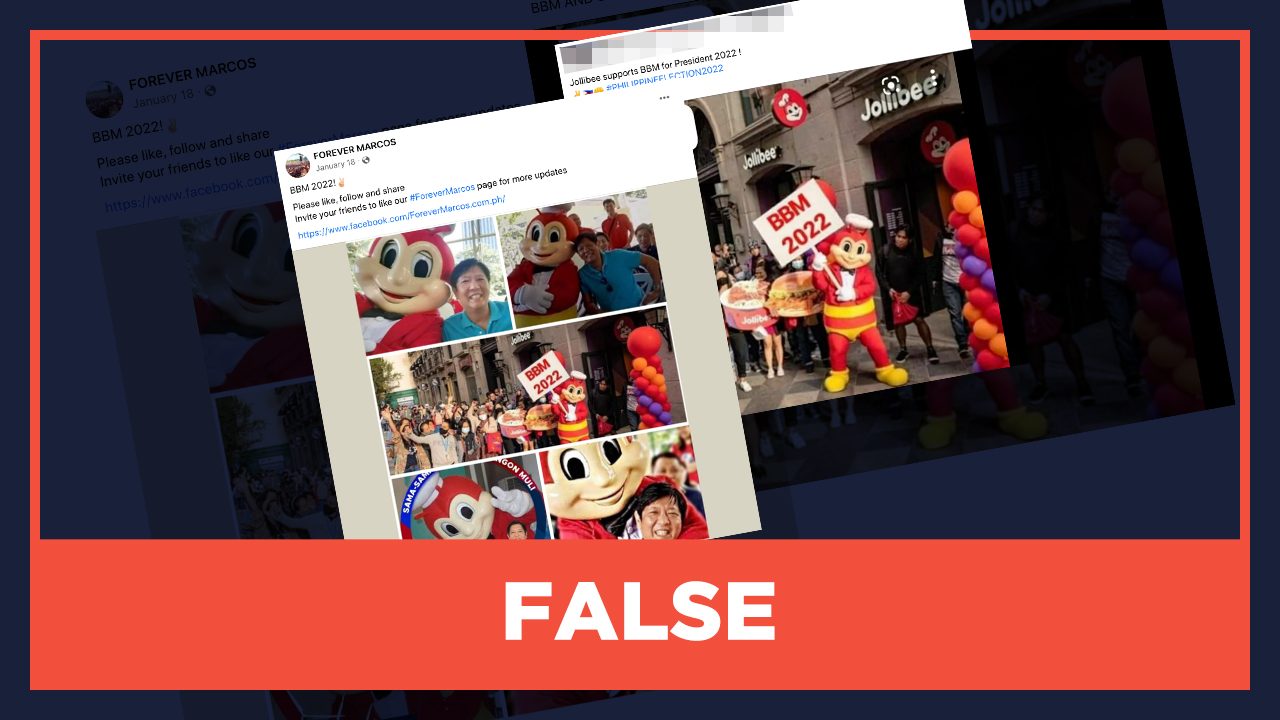 FALSE: Jollibee expressed support for Marcos Jr.