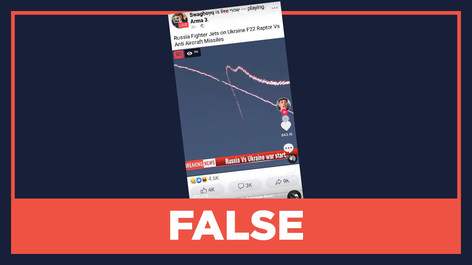 FALSE: Video of air missile and fighter jet attacks in Russia-Ukraine conflict