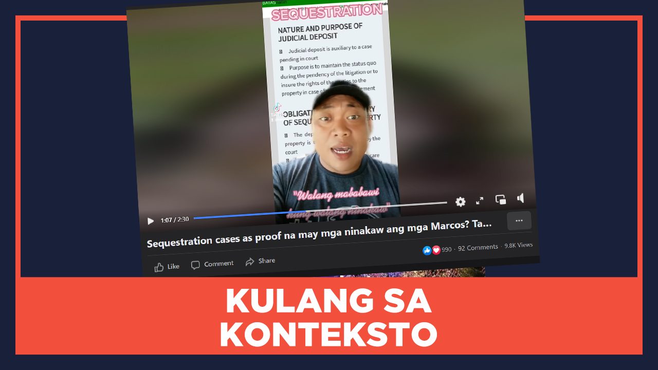 KULANG SA KONTEKSTO: Sequestered assets ng mga Marcos hindi pruweba ng pagnanakaw
