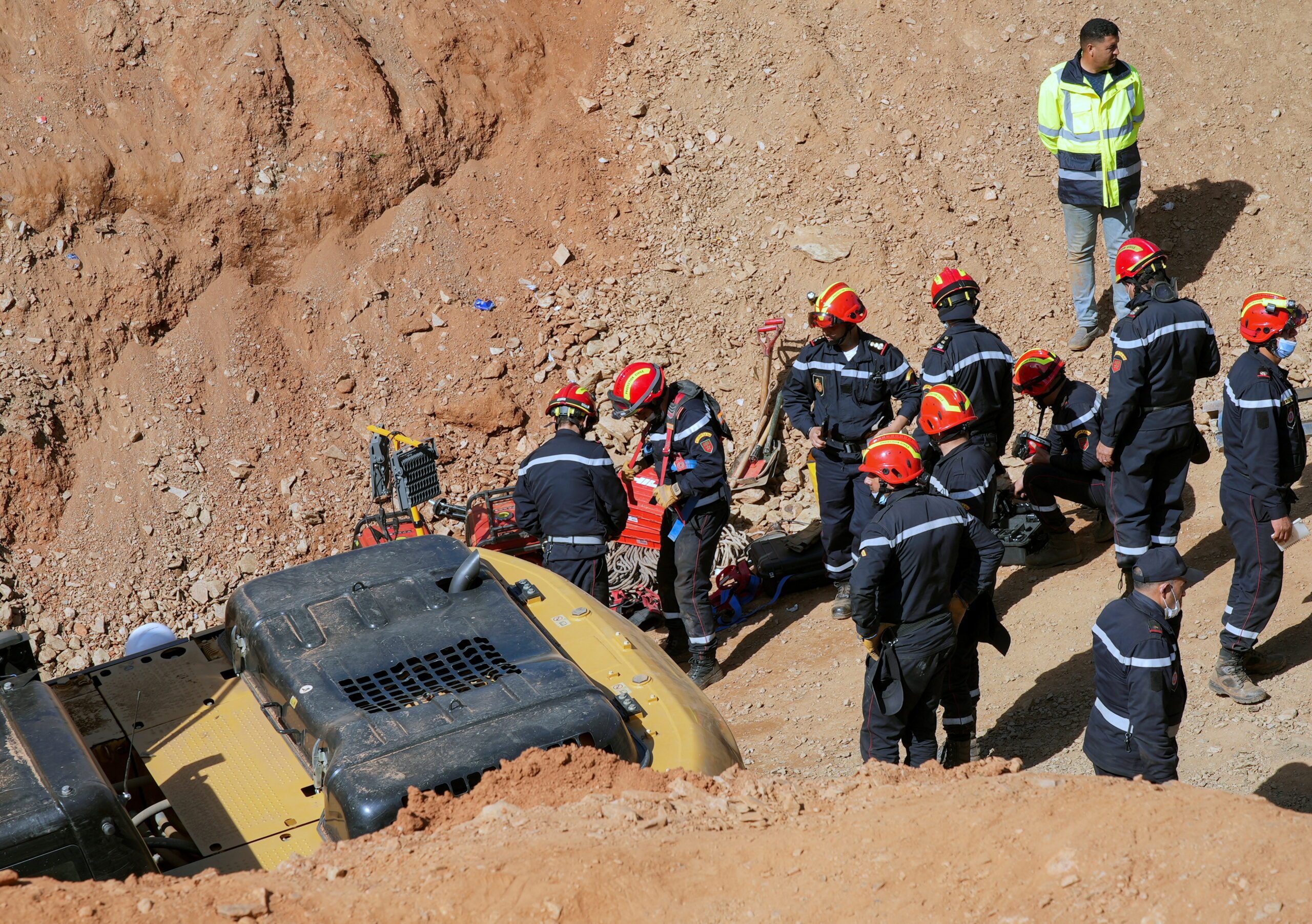 Moroccan rescuers get within meters of reaching child trapped in well