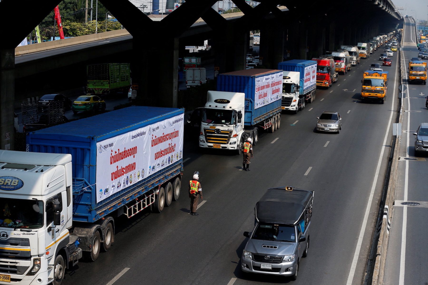 Thai truckers’ protest at diesel prices clogs capital