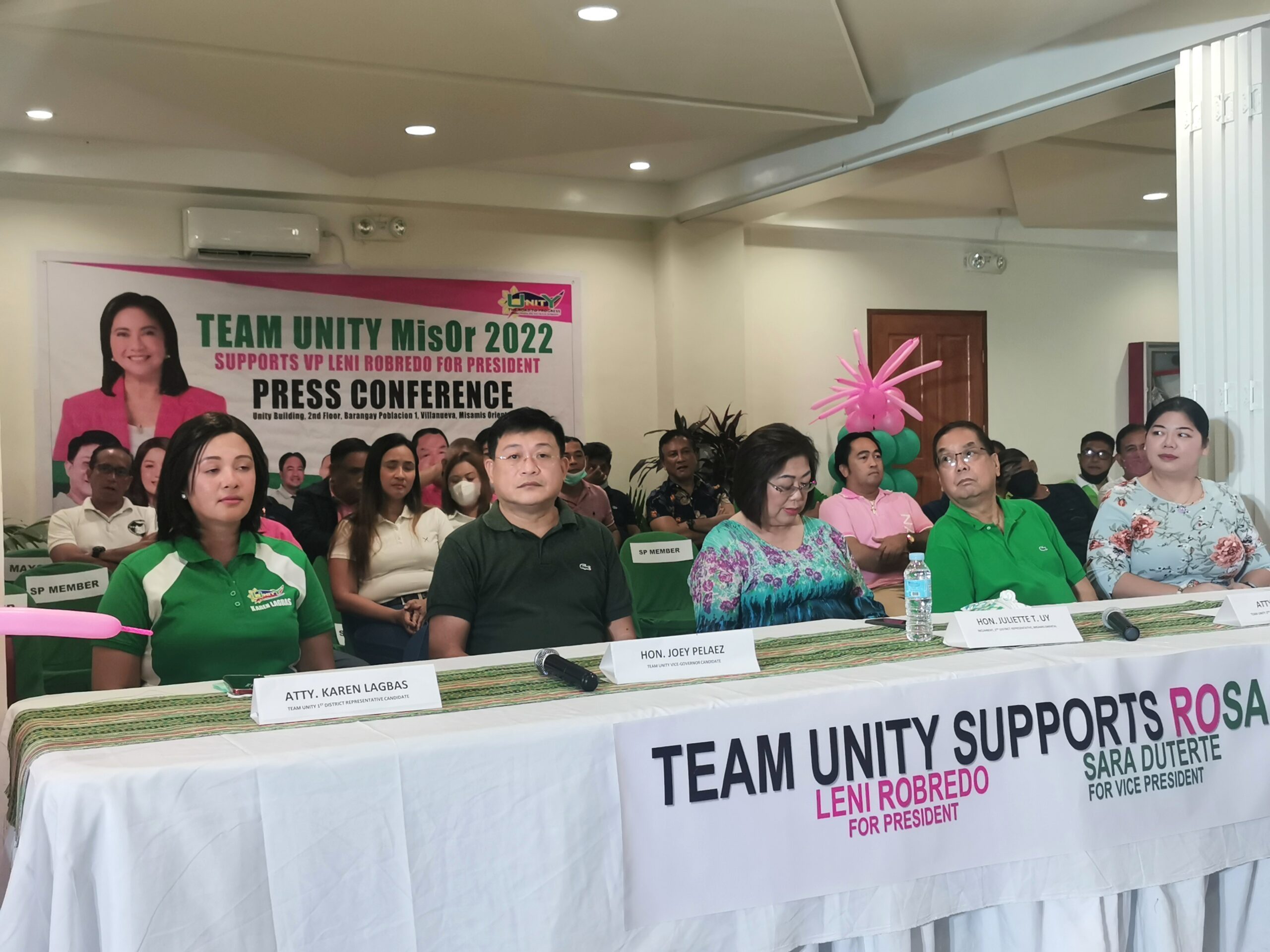 Misamis Oriental congresswoman, entire ticket declare support for Robredo, Duterte
