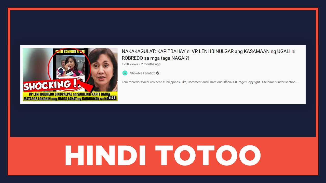 HINDI TOTOO: Walang naitulong si Robredo sa kapitbahay sa Naga City