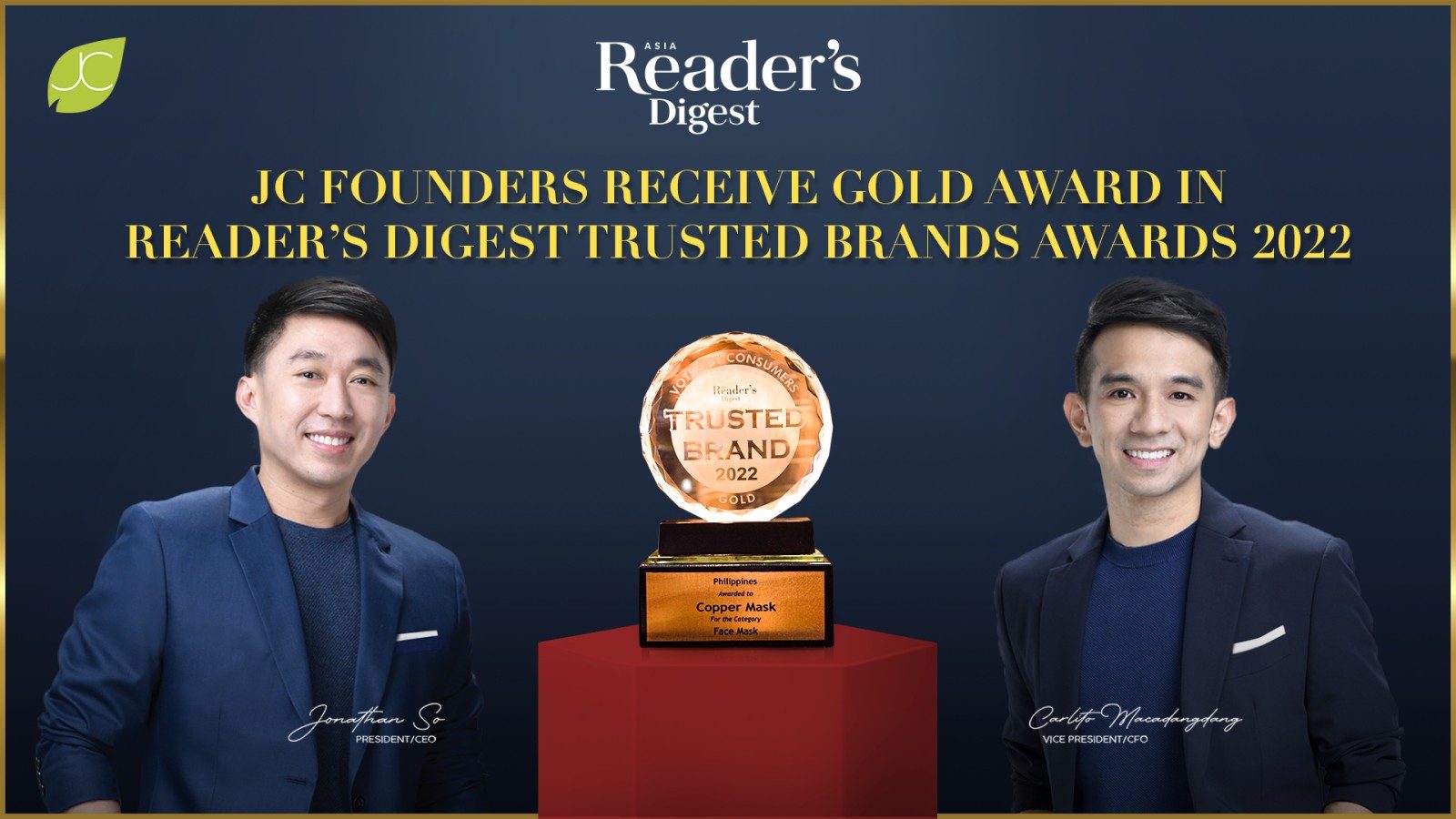 CopperMask by JC wins 2022 Reader’s Digest Trusted Brand award
