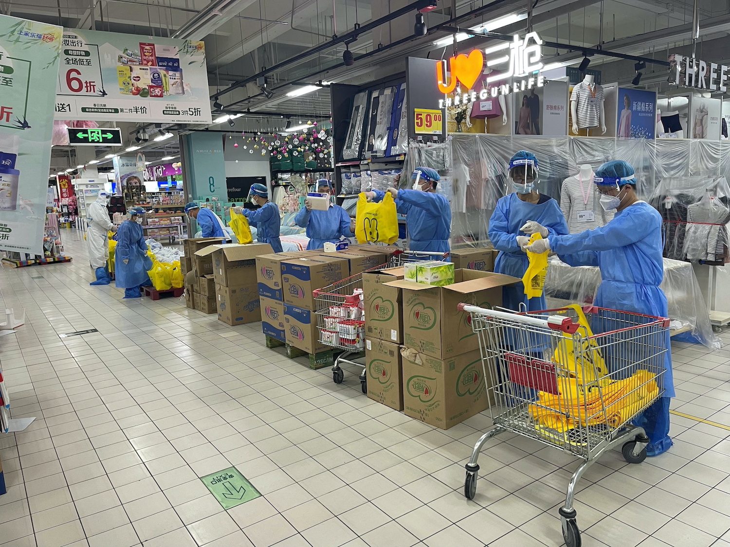In Shanghai lockdown, Carrefour staff sleep at store to keep residents supplied