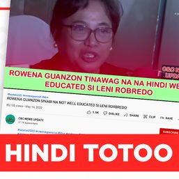 MANIPULADONG VIDEO: Ipinangako ni Robredo ang isang pamahalaang korap