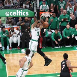 Jayson Tatum, Celtics bury Heat early, level East finals series 2-2