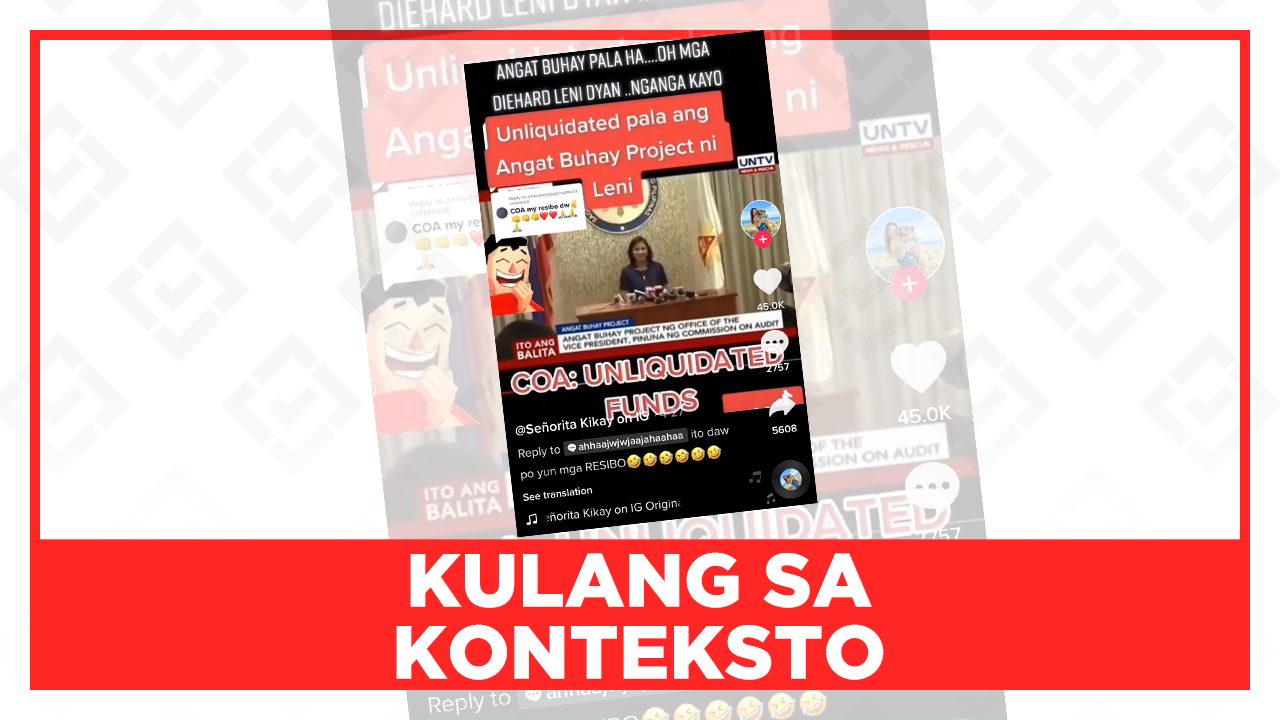 KULANG SA KONTEKSTO: Mayroong unliquidated transactions ang Angat Buhay program