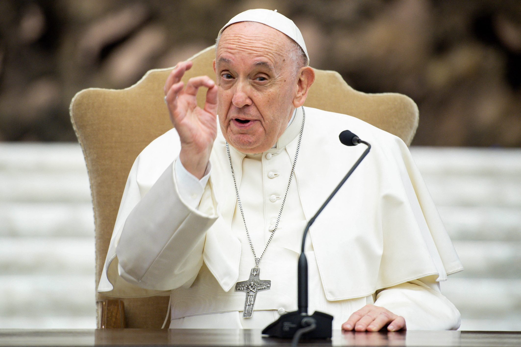 I need a shot of tequila for my painful knee, Pope Francis jokes